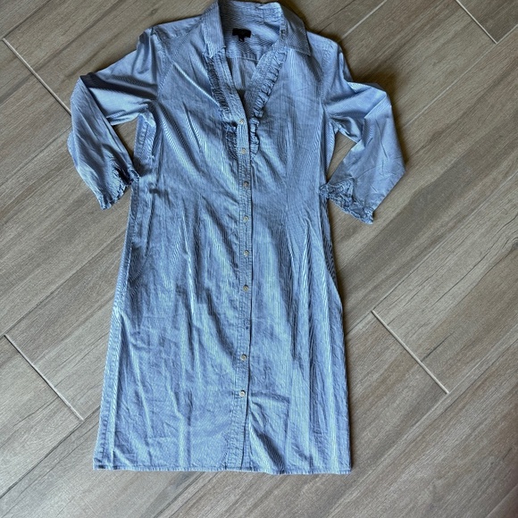 Talbots Dresses & Skirts - Talbots Blue & White Striped Long Sleeve Button-Down Dress - Women's 8